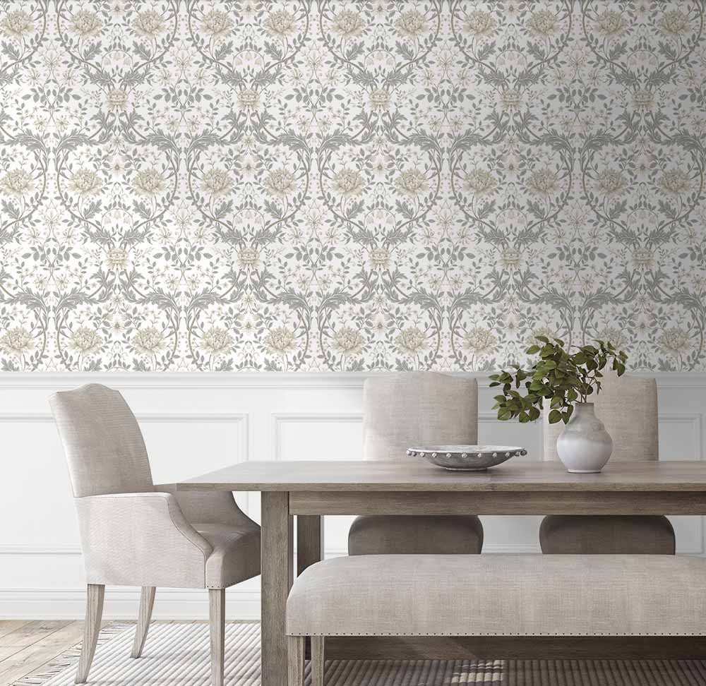 Carma - Peel & Stick Honeysuckle Trail Ivory & Grey