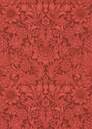 Morris & Co - Sunflower Chocolate/Red Queen Square Wallpapers