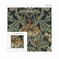 Peel & Stick Primrose Floral Midnight Blue & Goldenrod NW44404