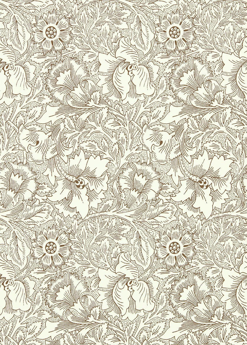 Morris & Co - Poppy Cream/Chocolate Queen Square Wallpapers
