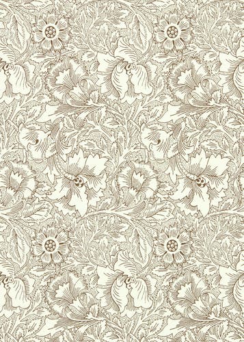 Morris & Co - Poppy Cream/Chocolate Queen Square Wallpapers