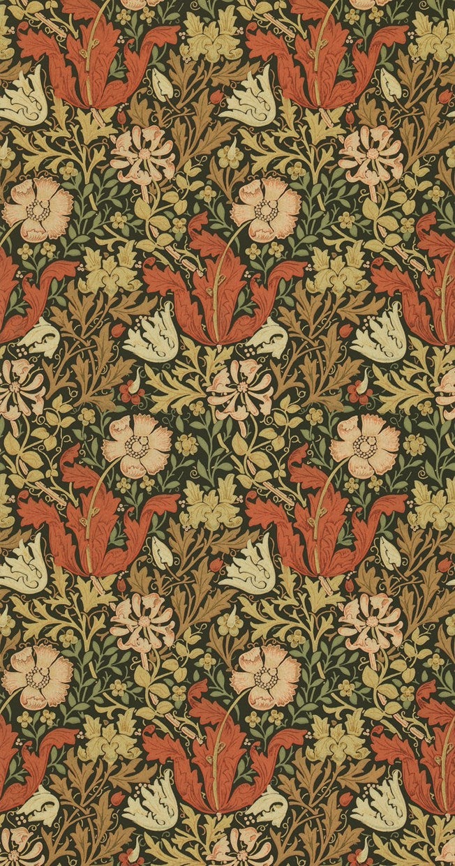 Morris & Co - Compton Brown/Orange Morris and Friends Wallpa