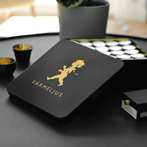 Värmeljuslåda Svart/Guld