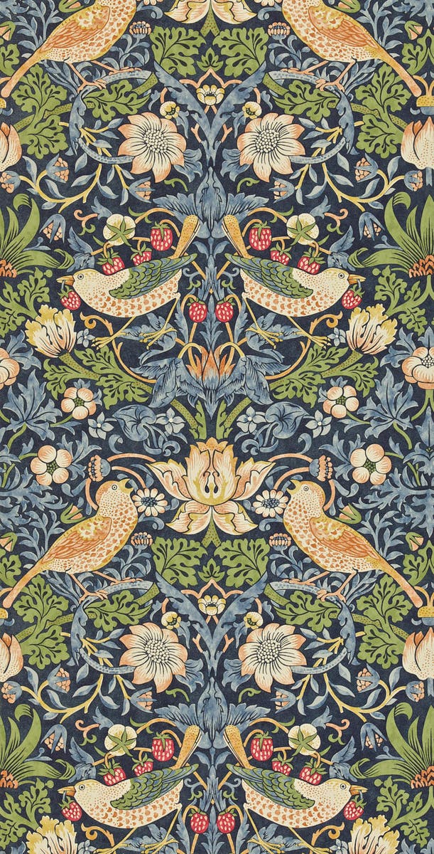 Morris & Co - Strawberry Thief Indigo/M Morris 160th Anniversary