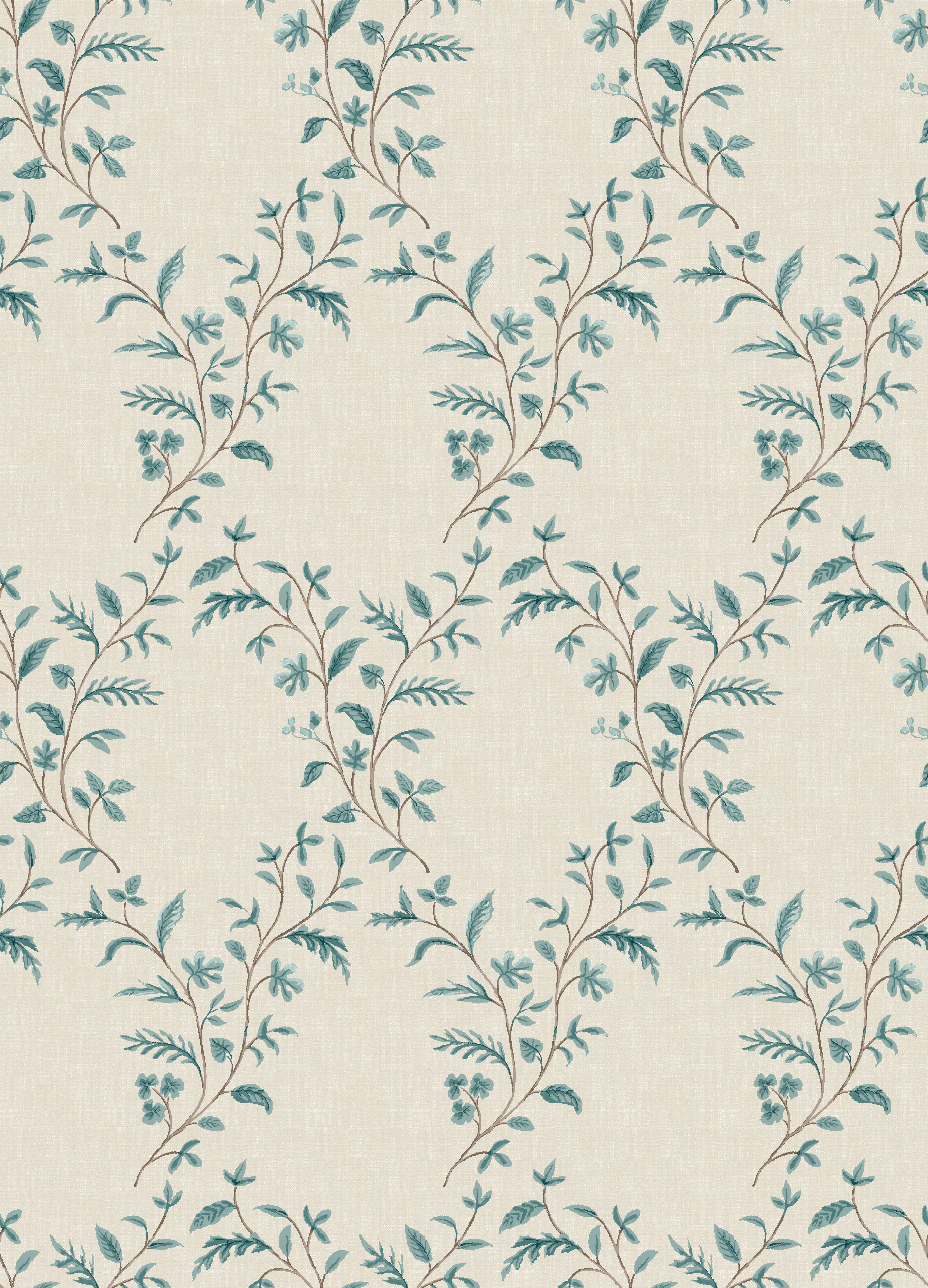 Nina Campbell - Hollingbourne Trellis Ivory Teal