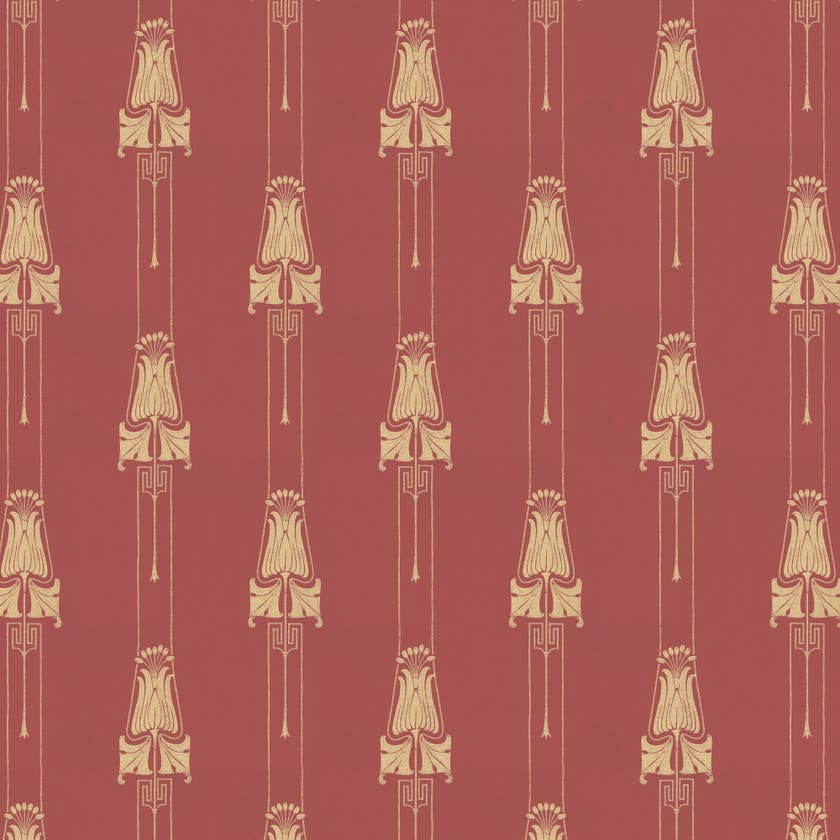 Lim & Handtryck - Slottsviken - Röd/Guld K48-30