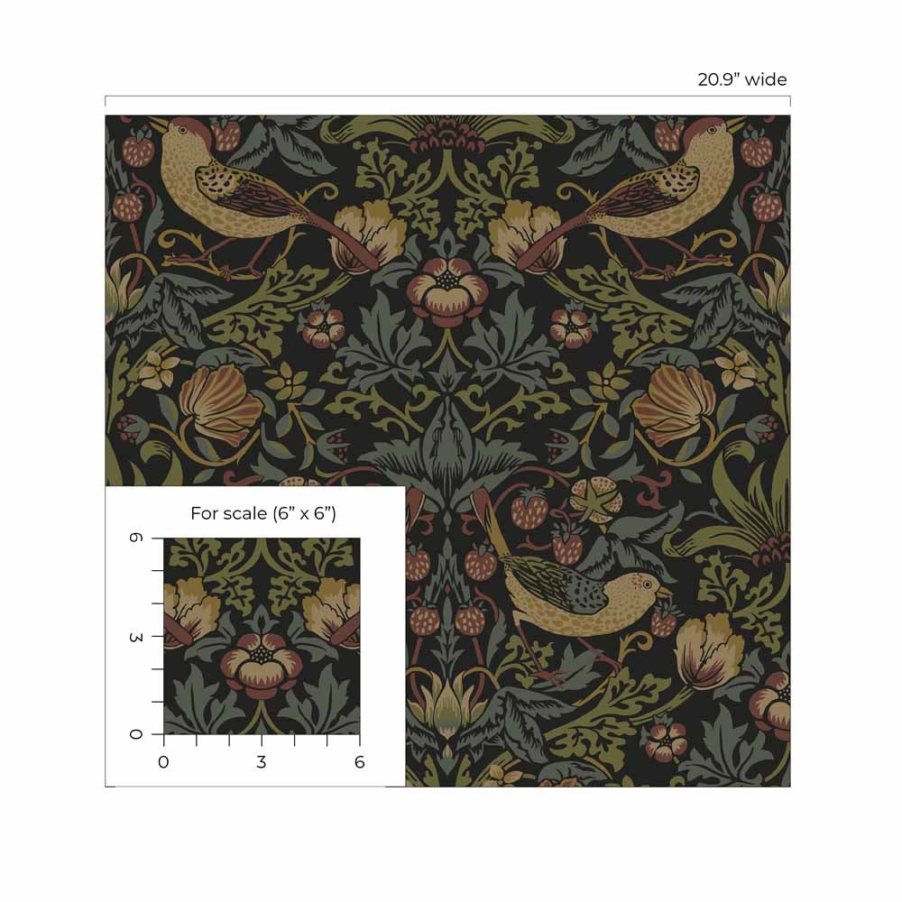 Carma - Peel & Stick Strawberry Garden Black NW55401