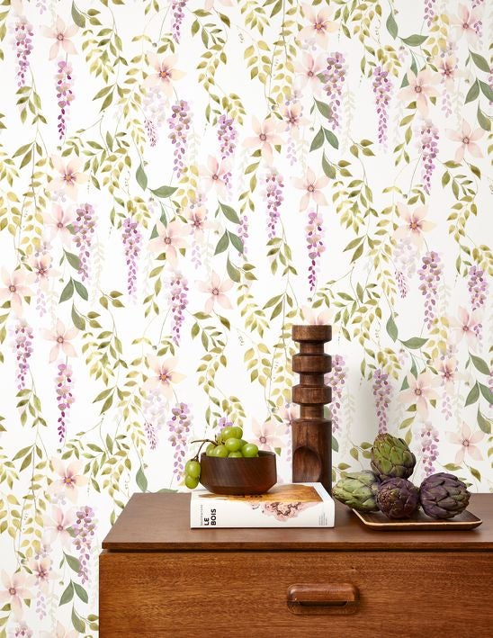 Casadeco - Wisteria Parme / Vert Mou Soliflore