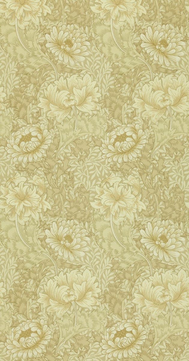 Morris & Co - Chrysanthemum Ivory/Canva Morris and Friends Wallpa