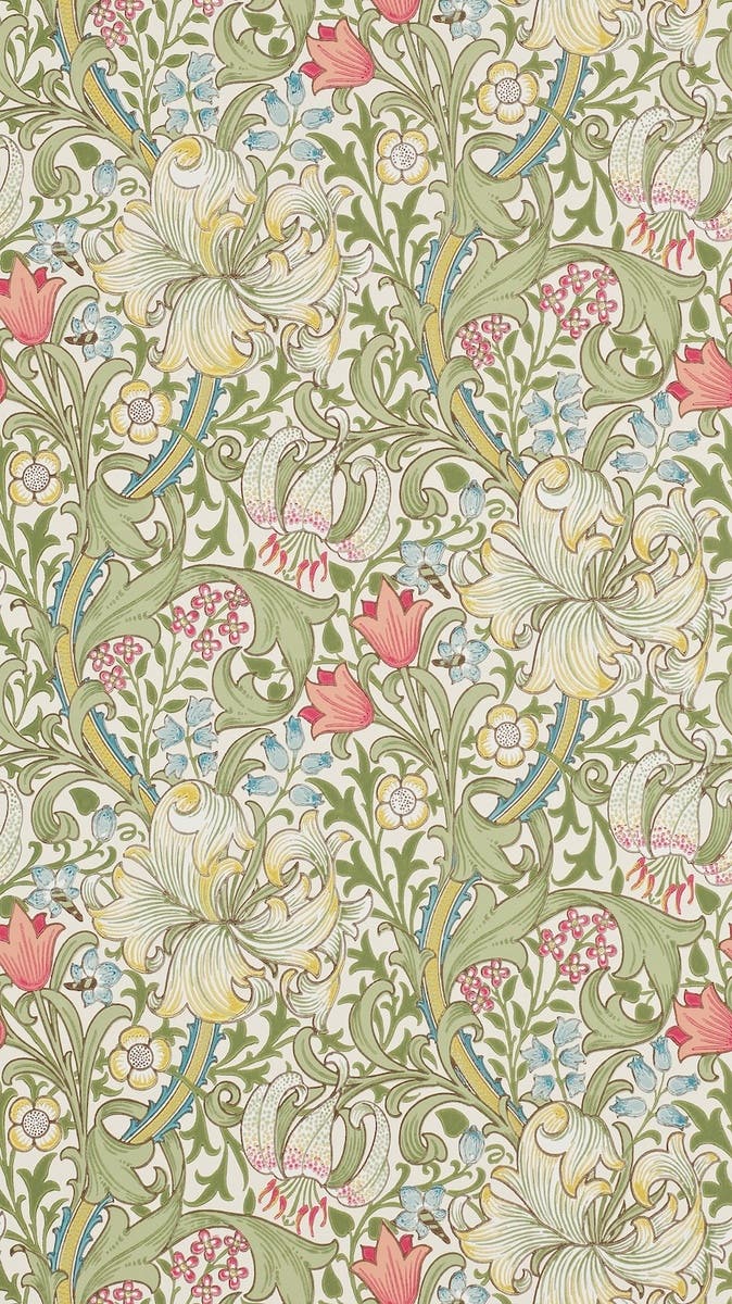 Golden Lily Green/Red The Craftsman Wallpapers