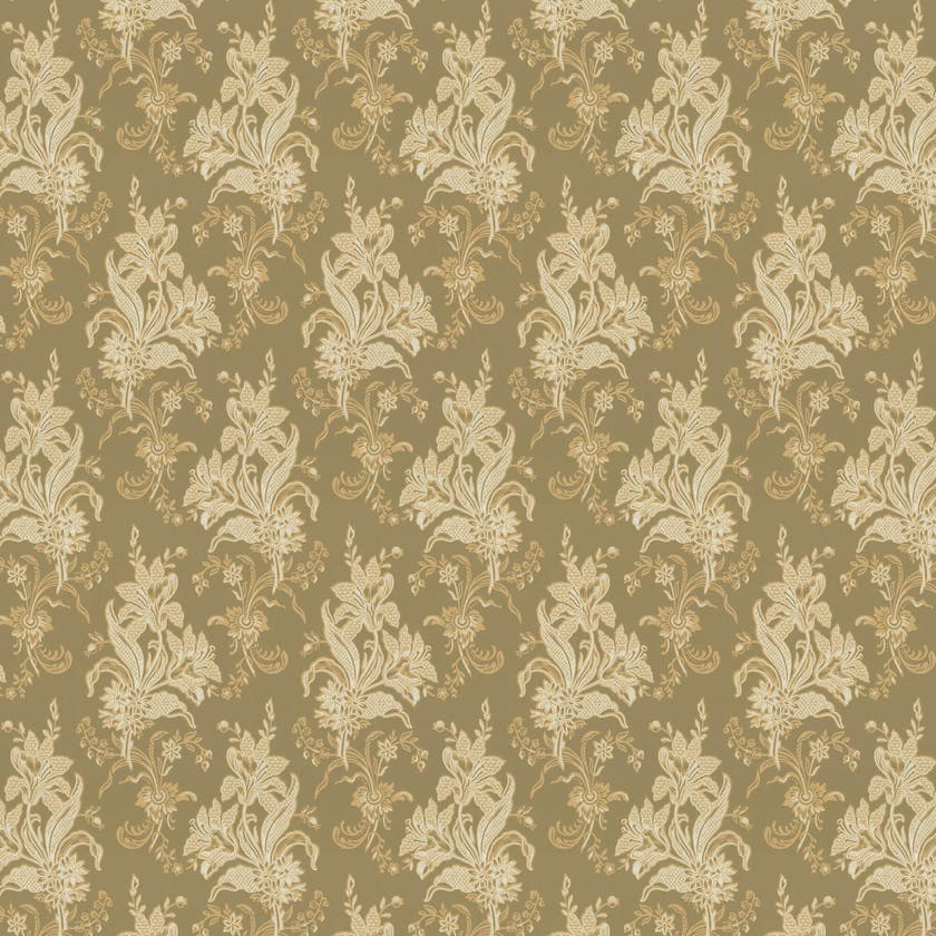 Lim & Handtryck - Liljor - Oliv/Guld x122-55