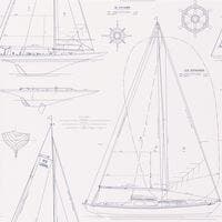 Boat Blueprint Dark Blue on White