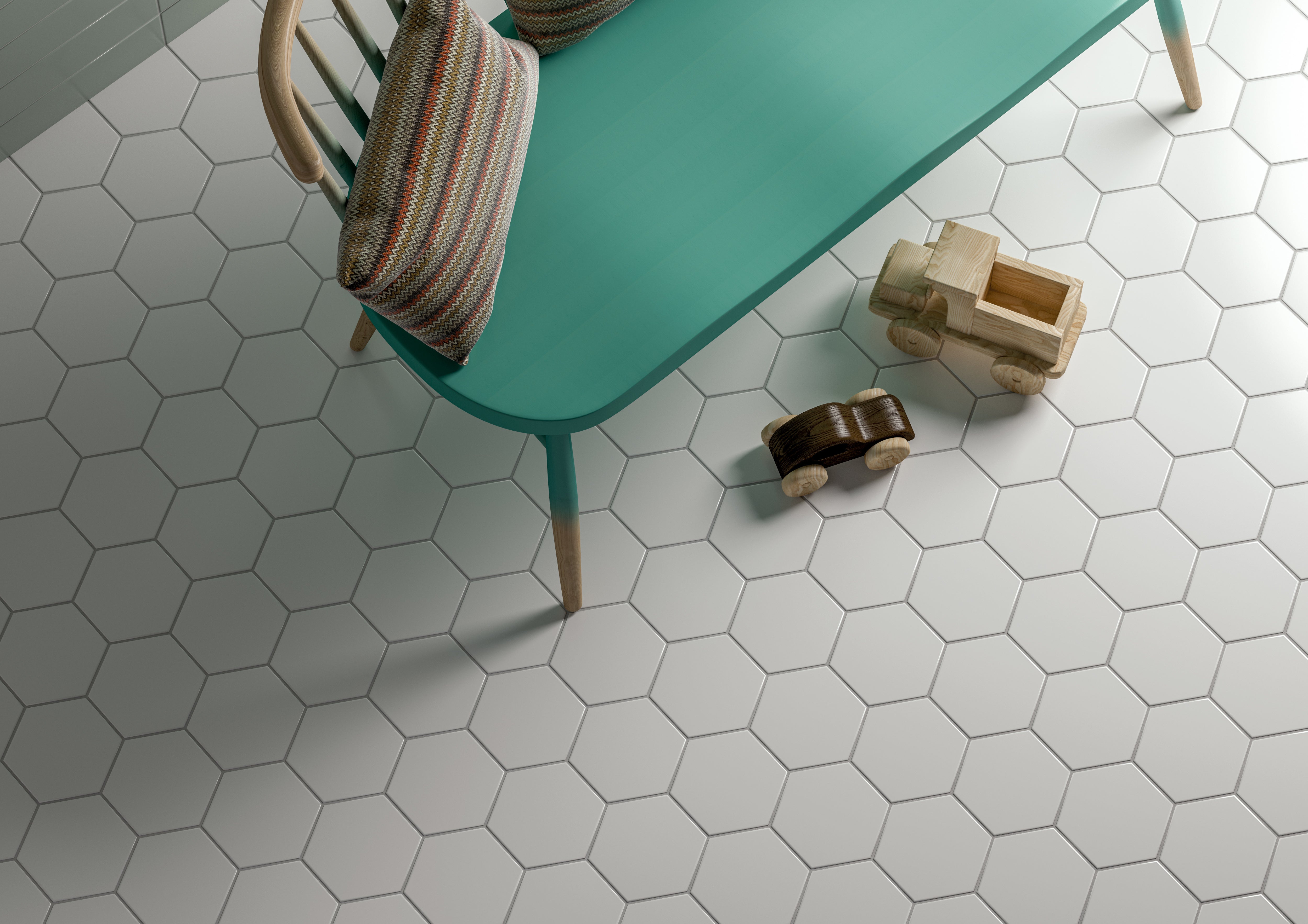 Haze Vit matt hexagon 15x17