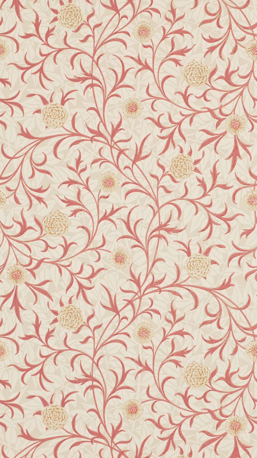 Morris & Co - Scroll Light Brick/Buff Morris and Friends Wallpa