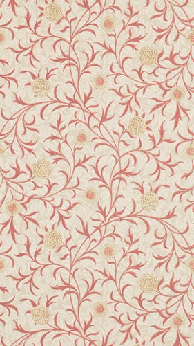 Morris & Co - Scroll Light Brick/Buff Morris and Friends Wallpa