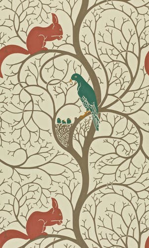 Sanderson - Squirrel & Dove Teal/Red Sanderson One Sixty Wallp