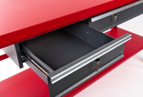 Arbetsbänk PELA m lådsats & hylla Röd