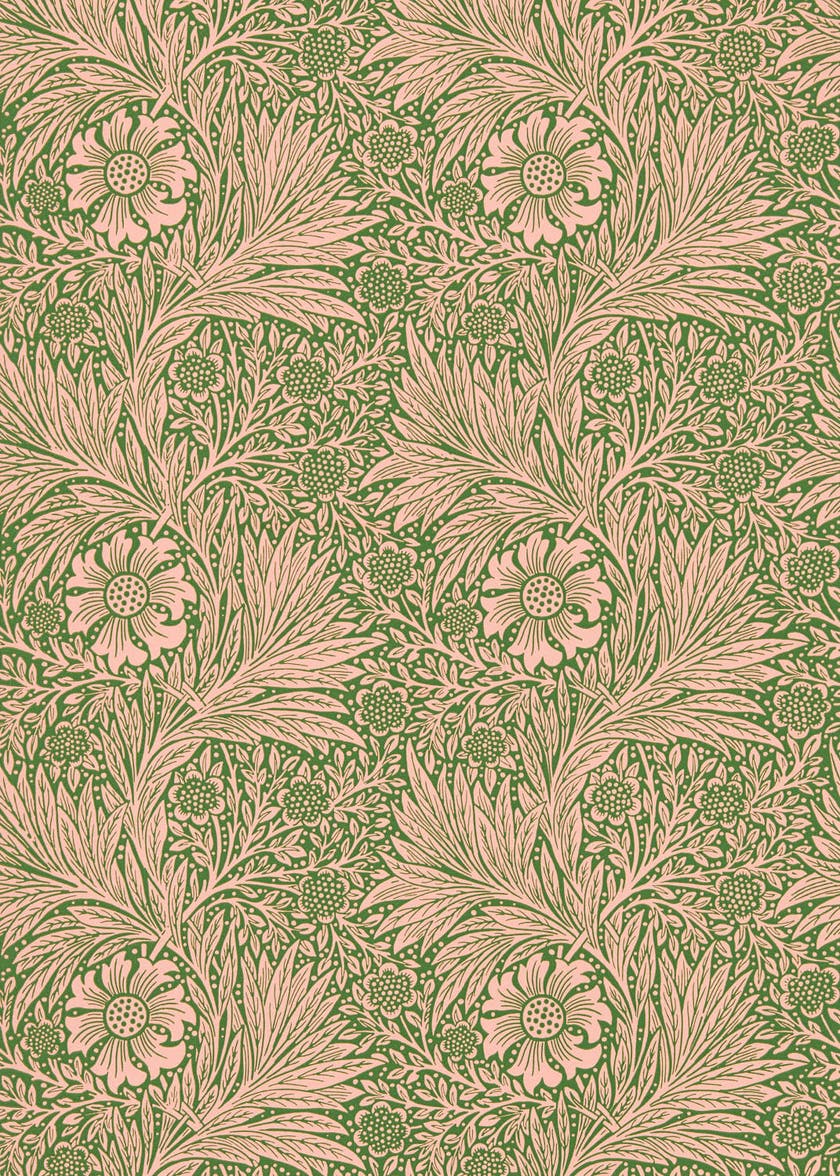 Morris & Co - Marigold Pink/Olive Queen Square Wallpapers