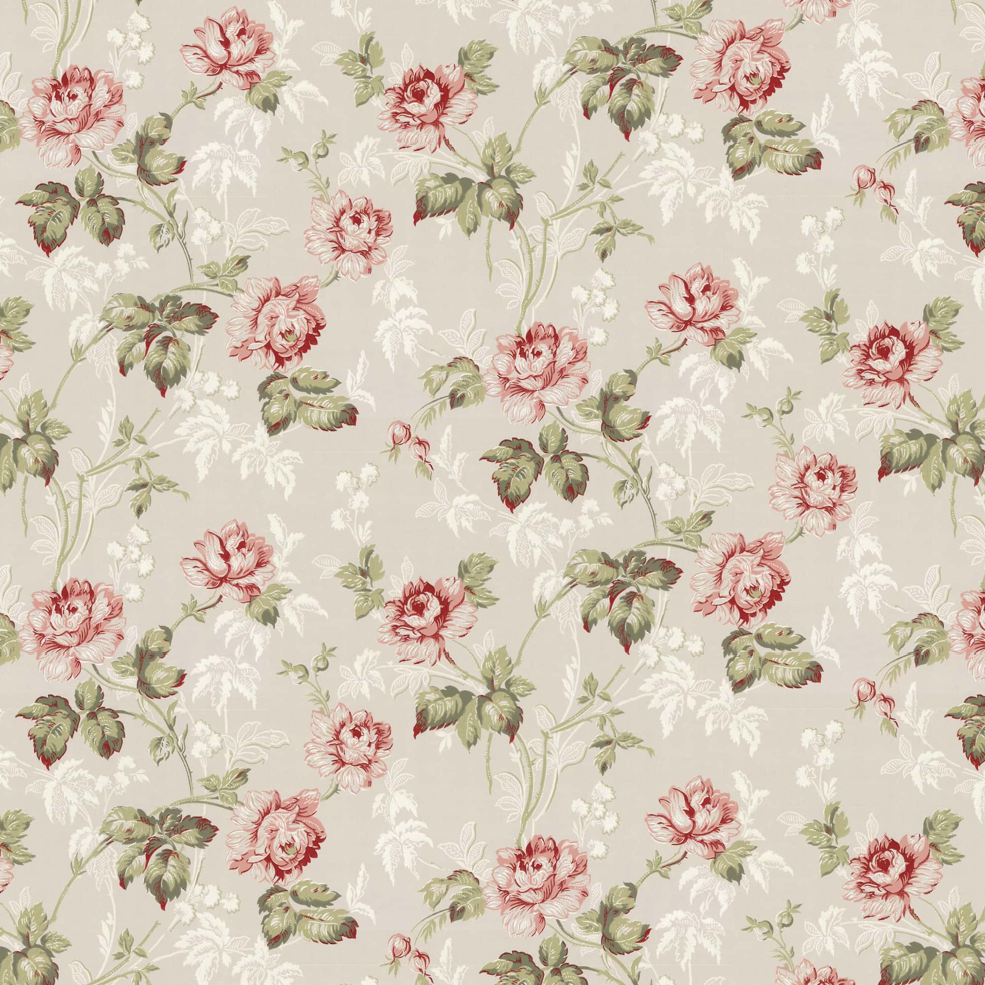 Lim & Handtryck - Belle epoque - Grå/Röd/Vit x104-27