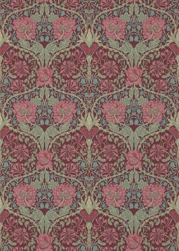 Morris & Co - Honeysuckle & Tulip Burgundy/Sage (Outlet)