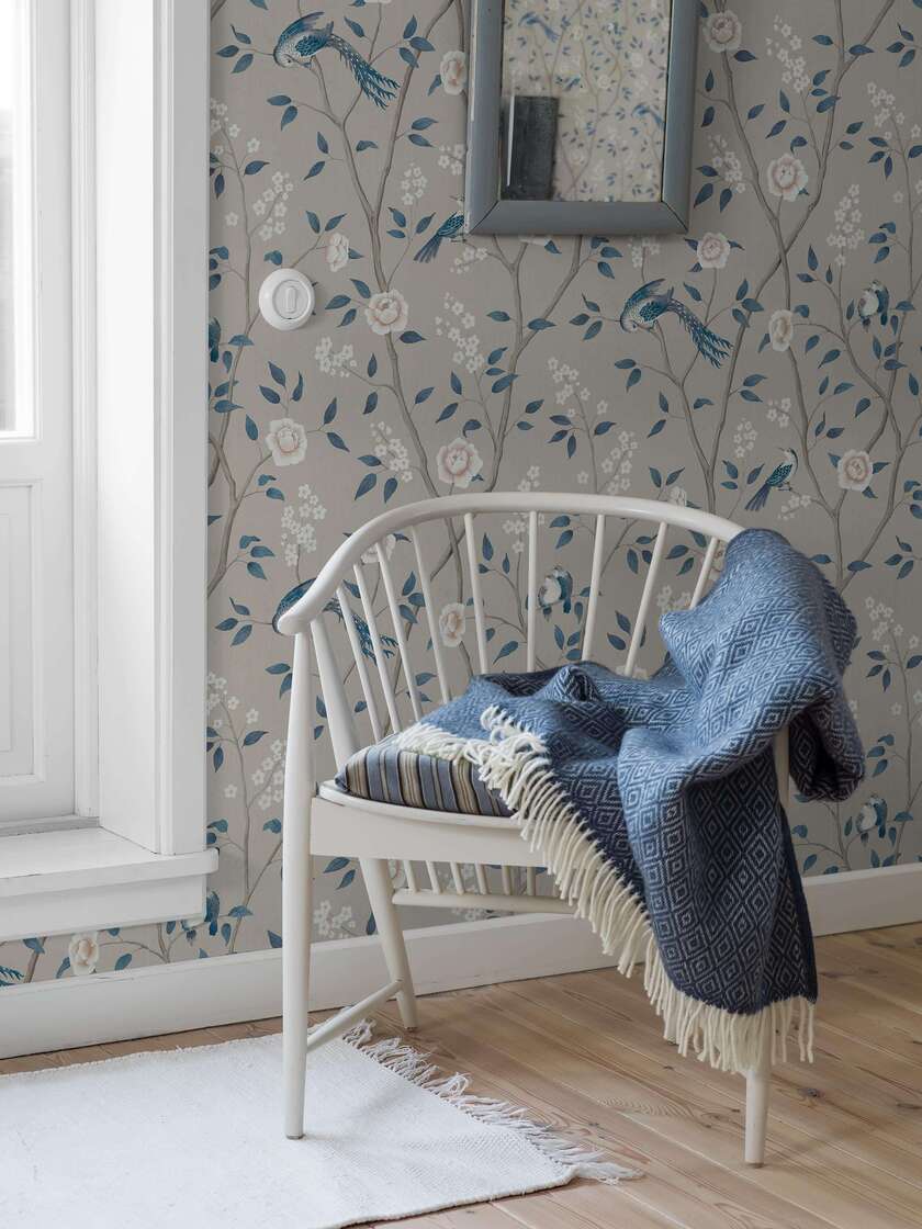 Paradise Birds - Blue & White