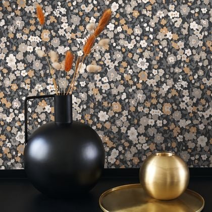 Casadeco - Pansy Noir / Camel Flower Market