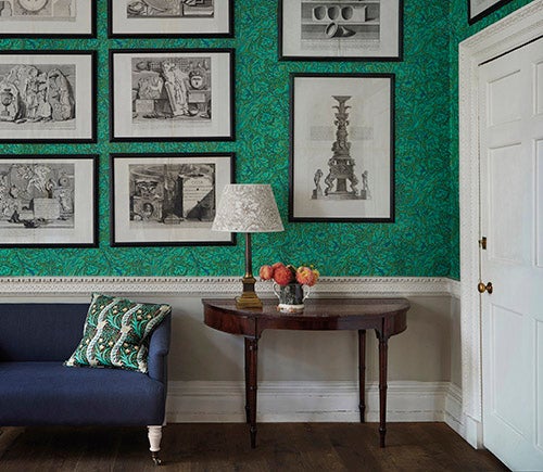 Morris & Co - Bachelors Button Olive/Tu Queen Square Wallpapers