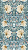 Pimpernel Woad/Coral Morris and Friends Wallpa