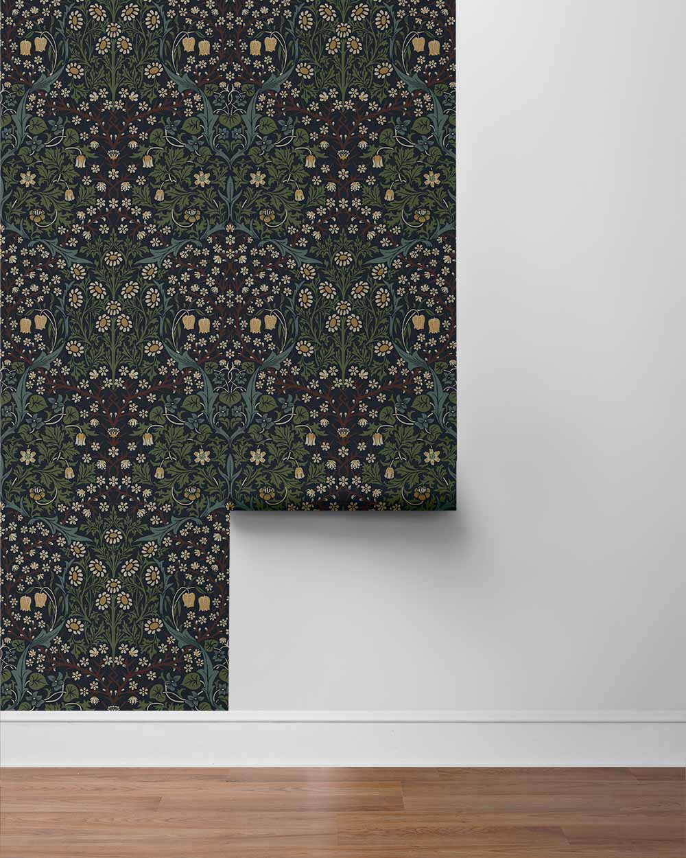 Carma - Peel & Stick Victorian Garden Midnight Blue & Evergreen