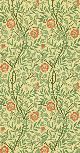 Morris & Co - Sweet Briar Green/Rust Morris and Friends Wallpa