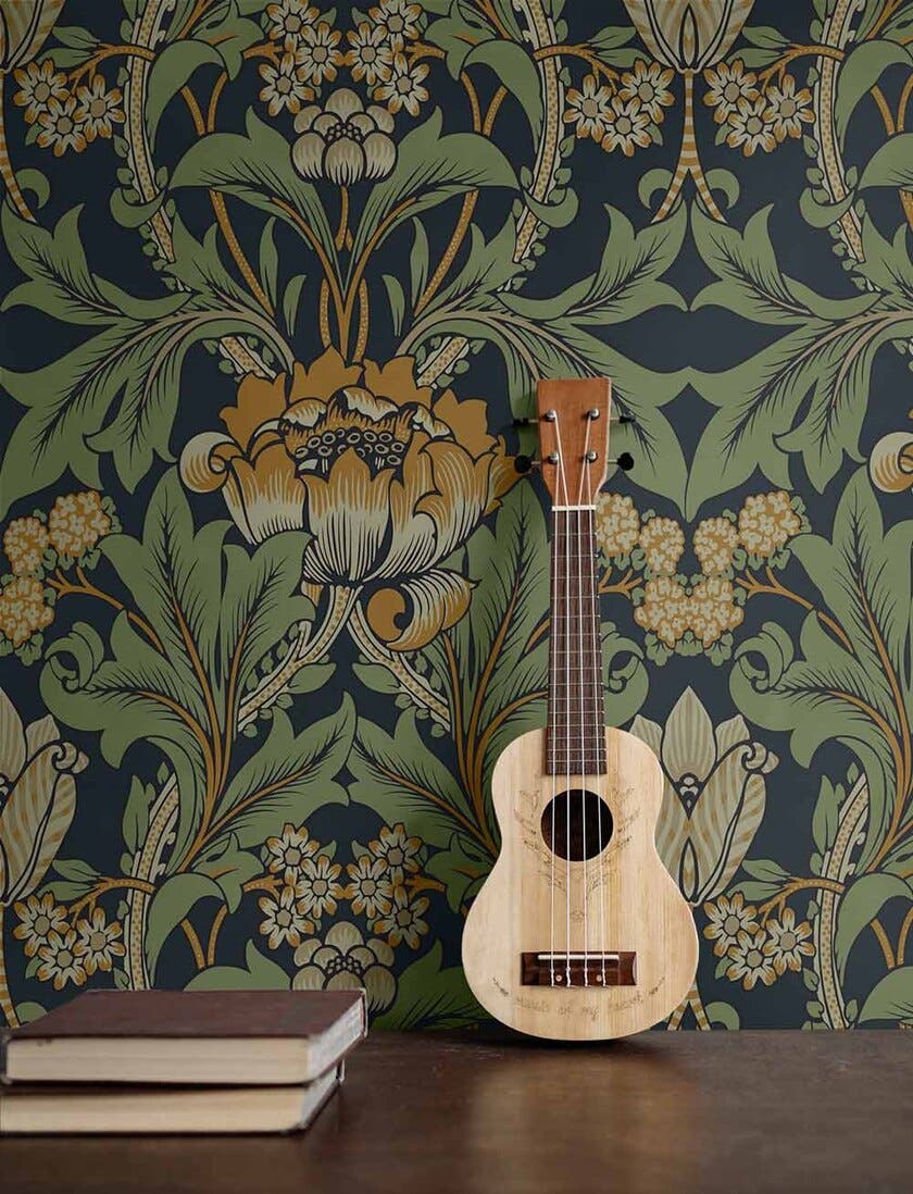 Peel & Stick Primrose Floral Midnight Blue & Goldenrod NW44404