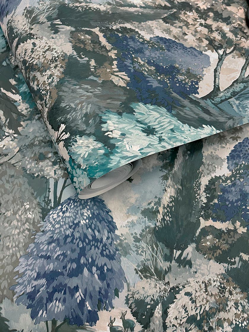 Intrade - Pinecrest Teal Green Tales of the Manor Tapet