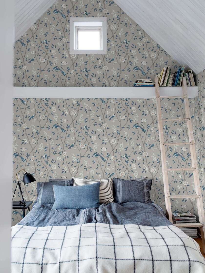 Paradise Birds - Blue & White