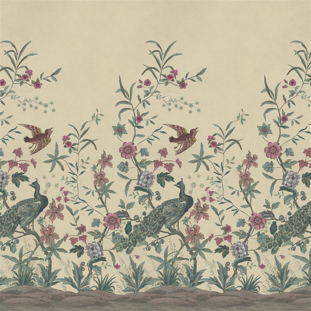 Peacock Toile Scene 3 Picture Book Wallpapers I