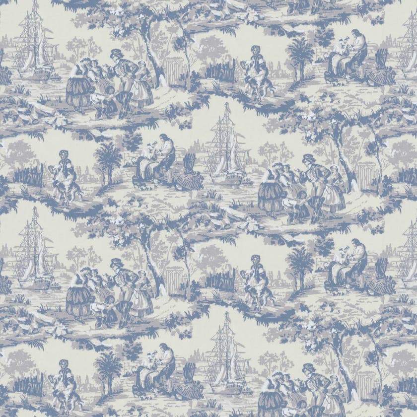 Lim & Handtryck - Skeppsmotiv - Blå x137-40