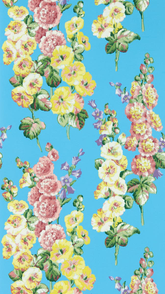 Sanderson - Hollyhocks Fire Pink/Brig Sanderson One Sixty Wallp