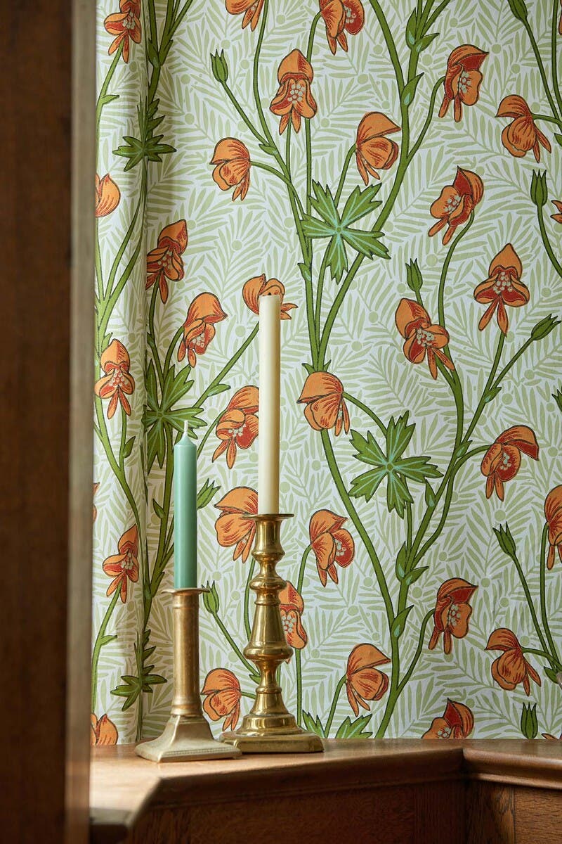 Monkshood Tangerine/Sage Bedford Park Wallpapers
