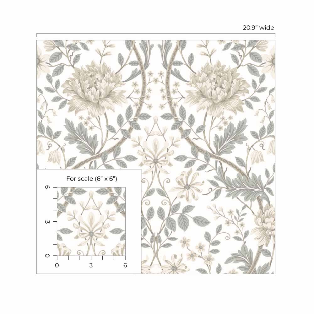 Carma - Peel & Stick Honeysuckle Trail Ivory & Grey