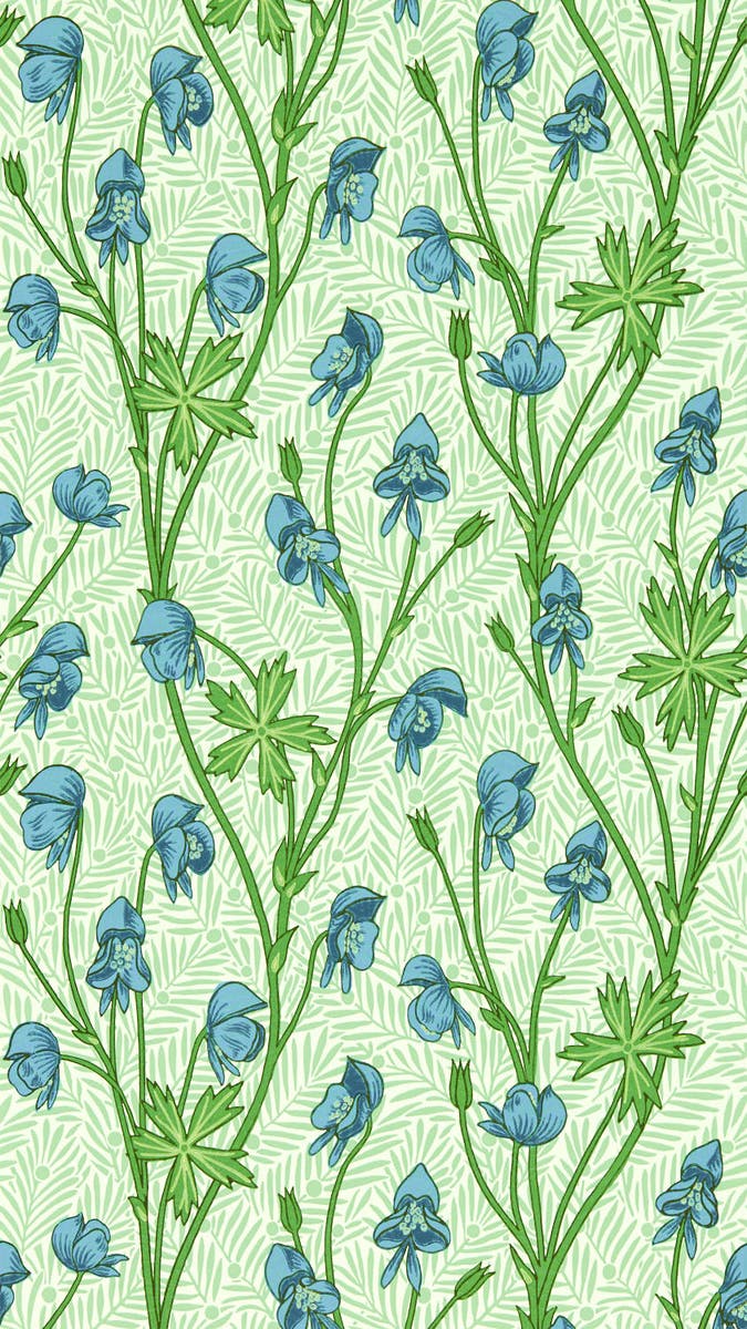 Morris & Co - Monkshood Cobalt/Goblin G Bedford Park Wallpapers