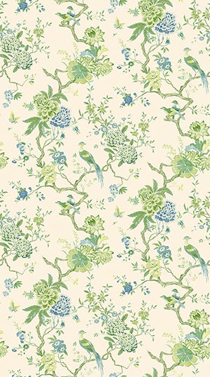 GP&J Baker - Original Oriental Bird Green Blue BW45128-1