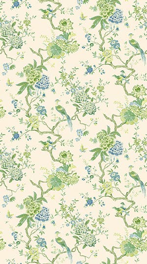 GP&J Baker - Original Oriental Bird Green Blue BW45128-1