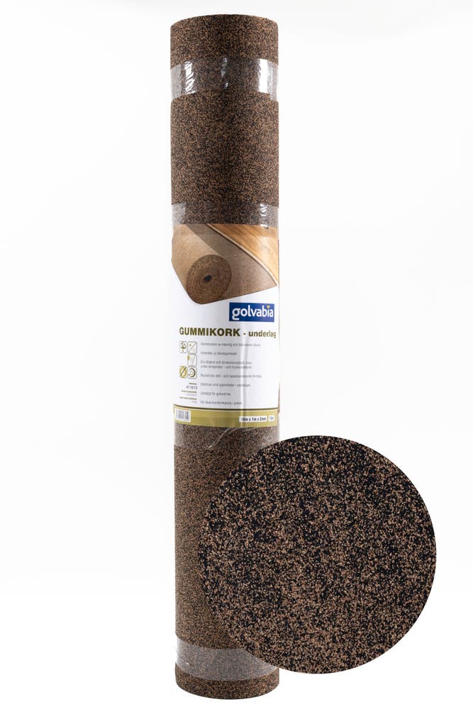 ACOUSTCORK GUMMIKORK 2MM 10M/RULLE GOLVABIA