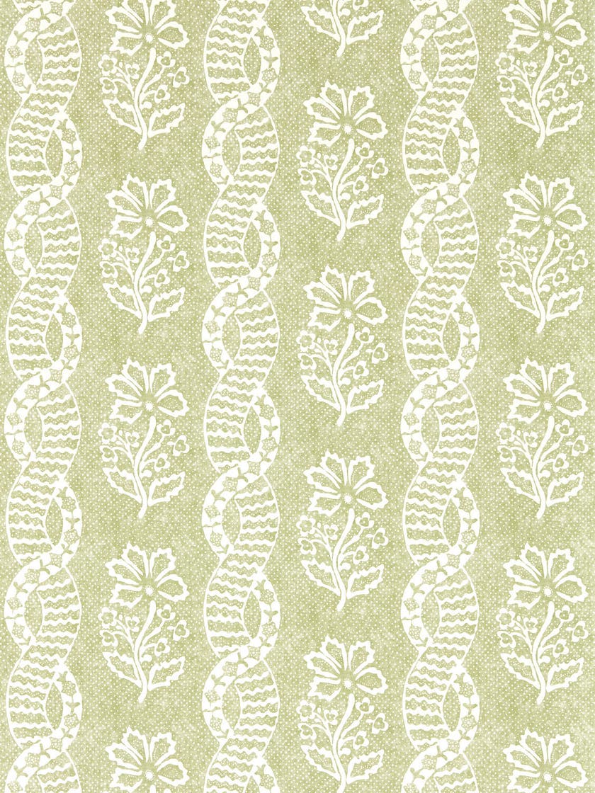 Zoffany - Dabu Stripe Pale Olive Indienne Wallcoverings