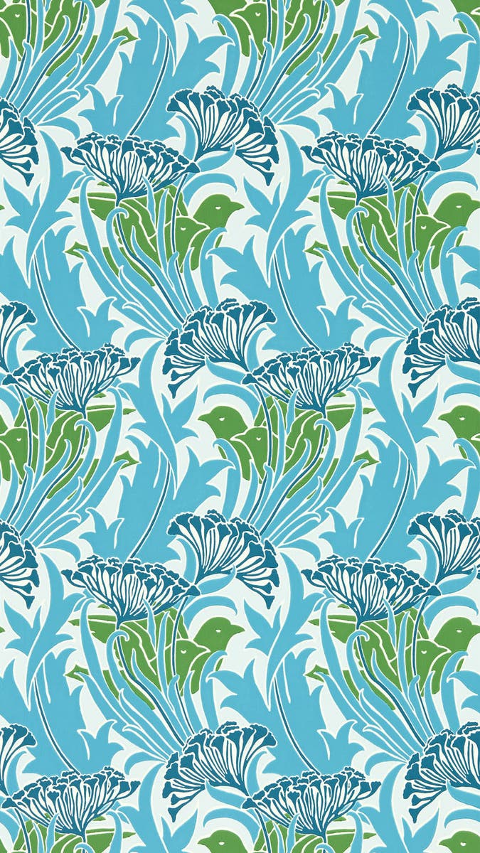 Morris & Co - Laceflower Garden Green/L Bedford Park Wallpapers