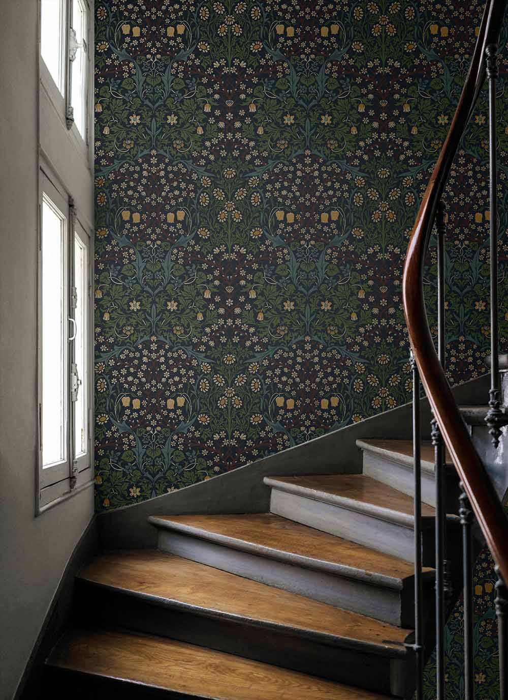 Carma - Peel & Stick Victorian Garden Midnight Blue & Evergreen