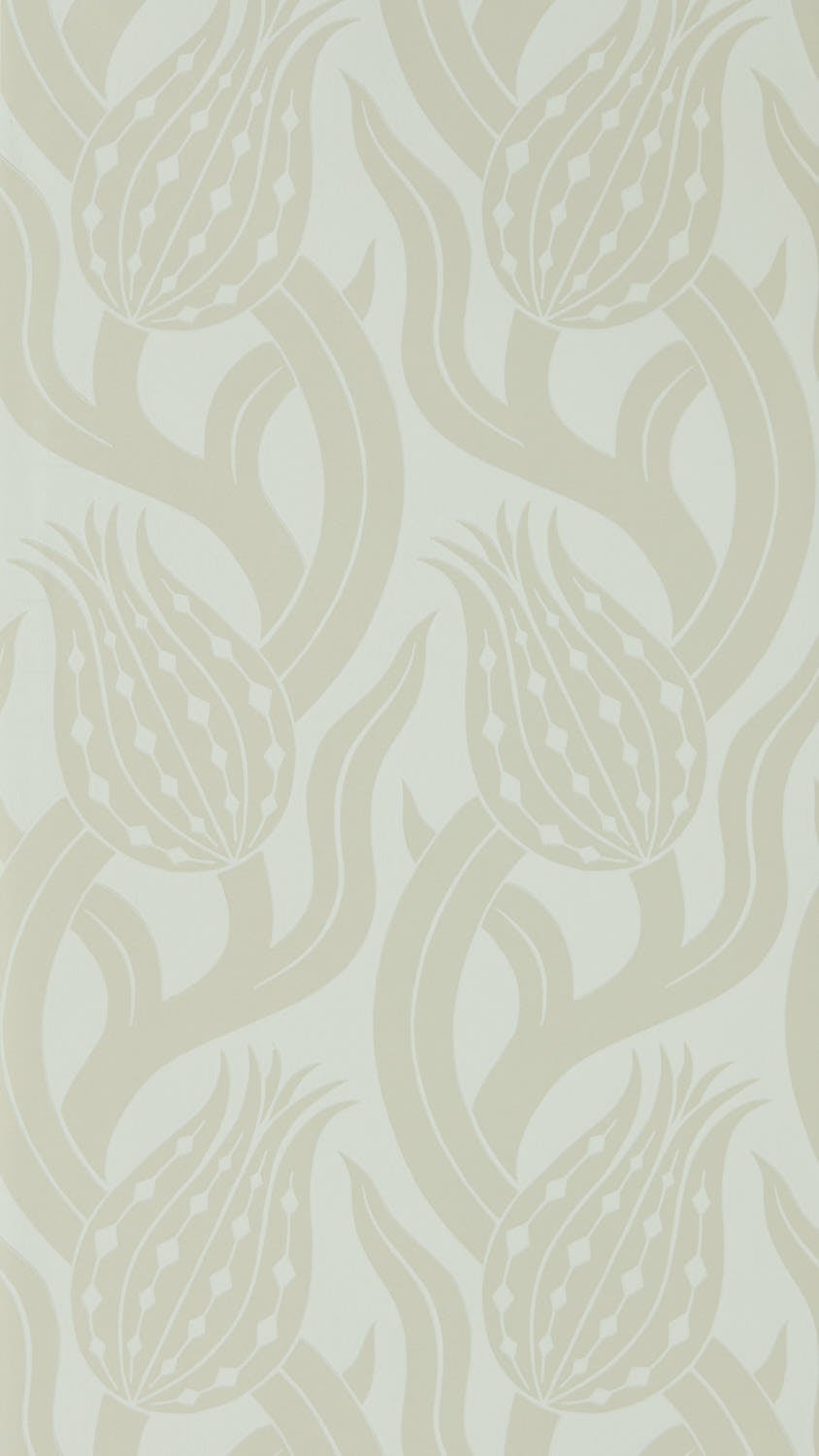 Zoffany - Persian Tulip Silver Kensington Walk Wallpaper