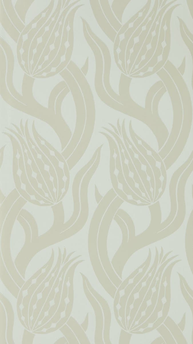 Zoffany - Persian Tulip Silver Kensington Walk Wallpaper