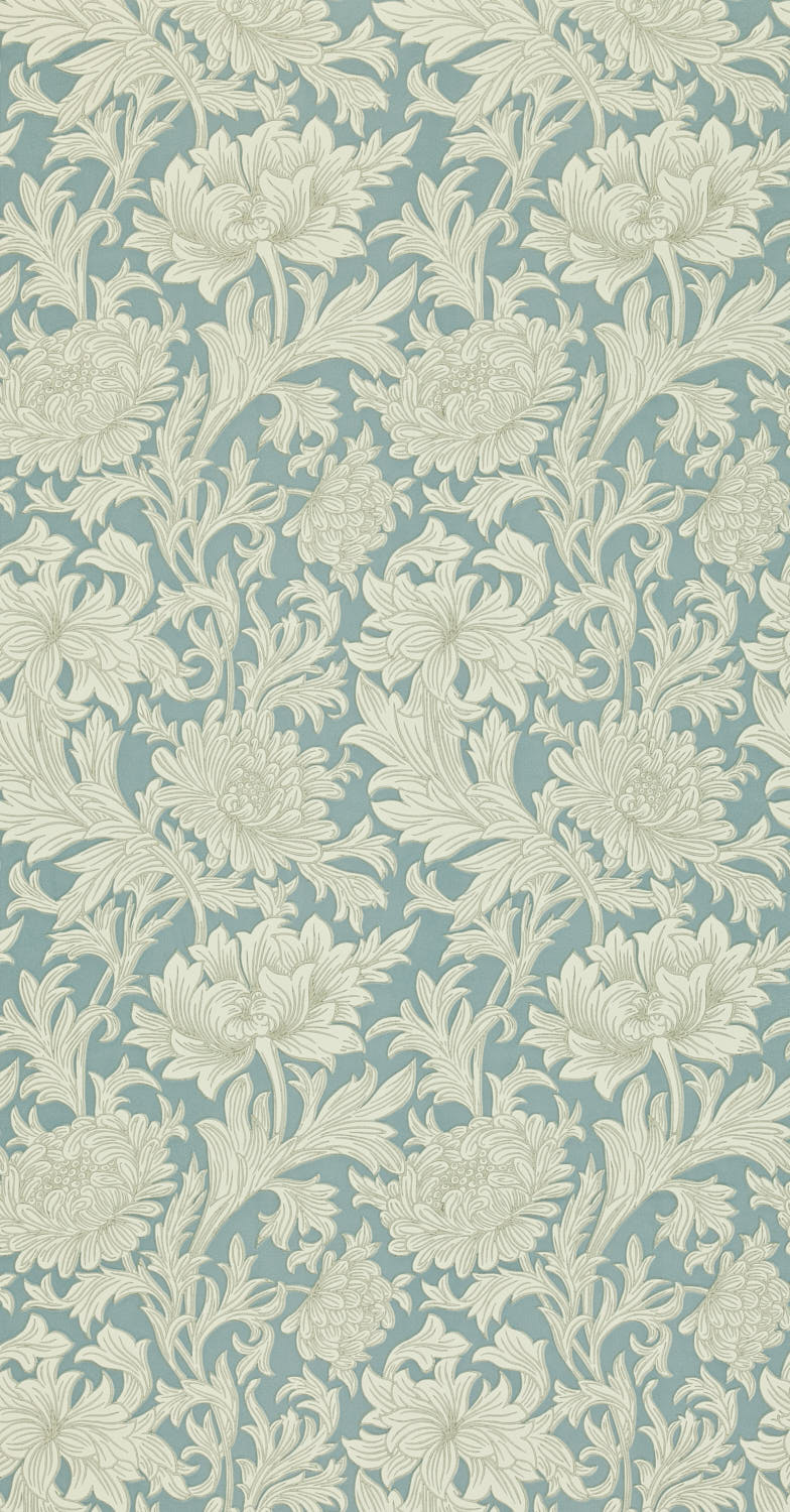 Morris & Co - Chrysanthemum China Blue/ Morris and Friends Wallpa