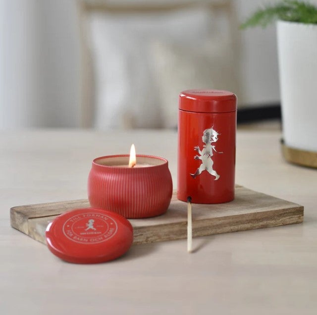 Doftljus + tändsticksrör, röd Presentförpackning