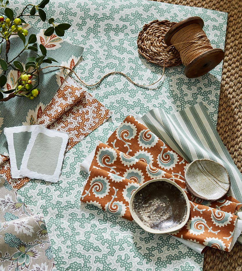 Sanderson - Truffle Blue Clay Arboretum Wallpapers